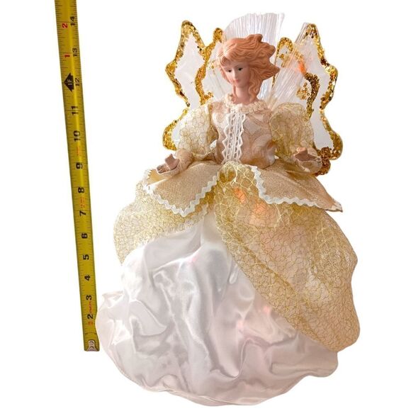 Fiber Optic Angel Tree Topper Gold Table Display Light Up Multi Color Christmas. - Picture 2 of 16